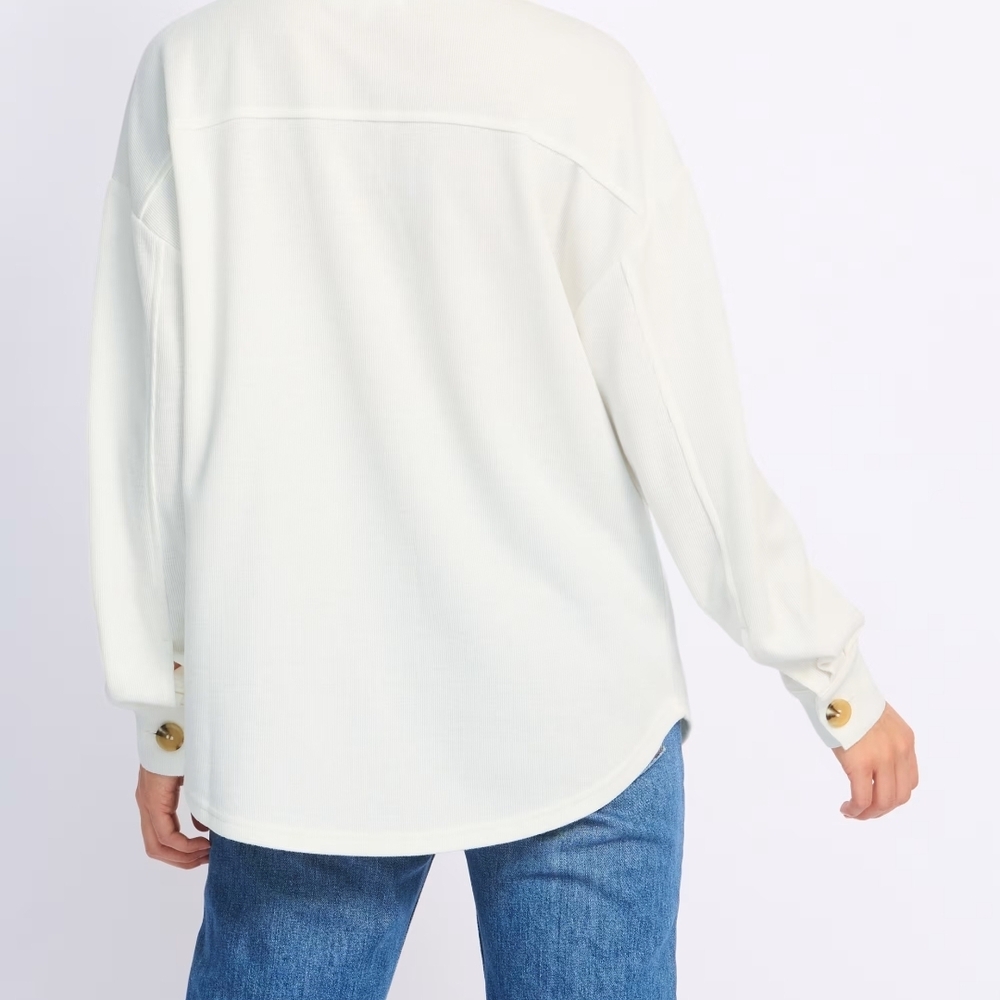 Womens White Button-Down Shirt with Gold Buttons